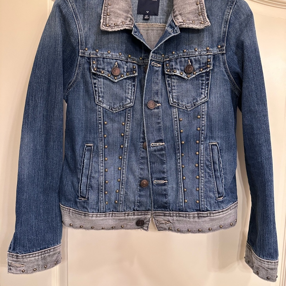 True Religion Blue Jean Jacket with Studded Details